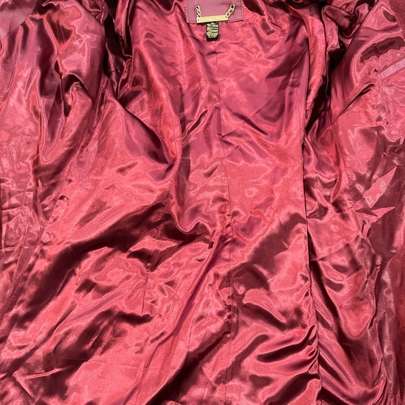 NWOT IMAN Red Leather Asymmetrical Gold Zip Belted Jacket - Picture 7 of 11